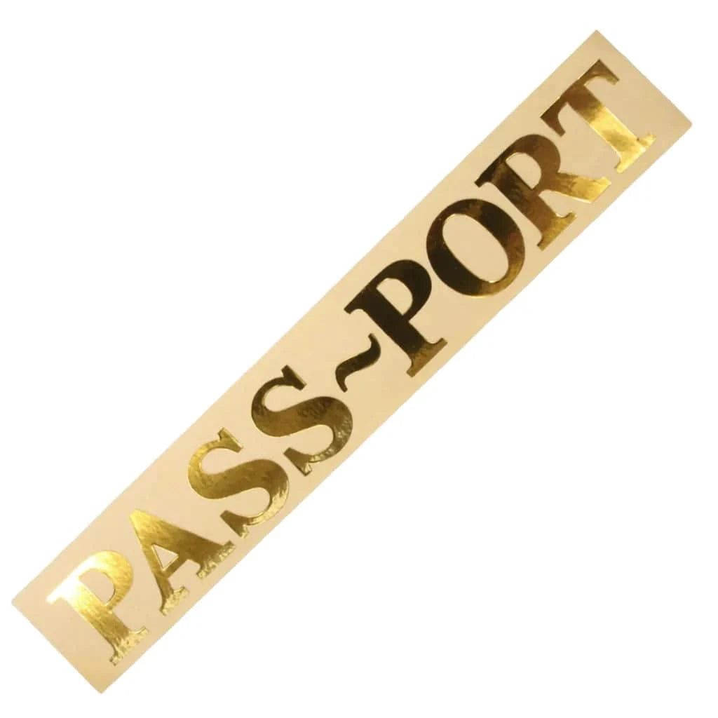 Pass~Port Sticker - Gold - RUB ON STYLE DECAL - SkateboardStickers.com