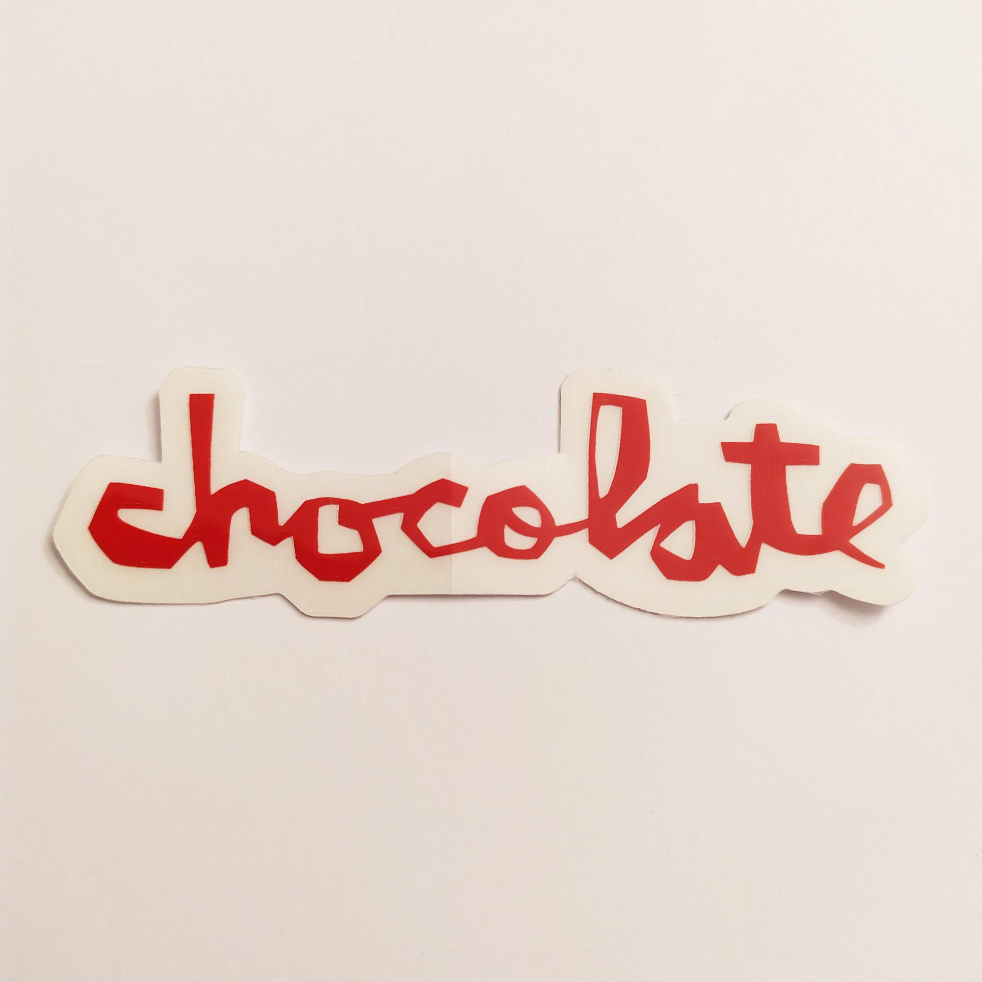 Chocolate Chunk Logo Skateboard Sticker - Red - 8cm across approx - SkateboardStickers.com