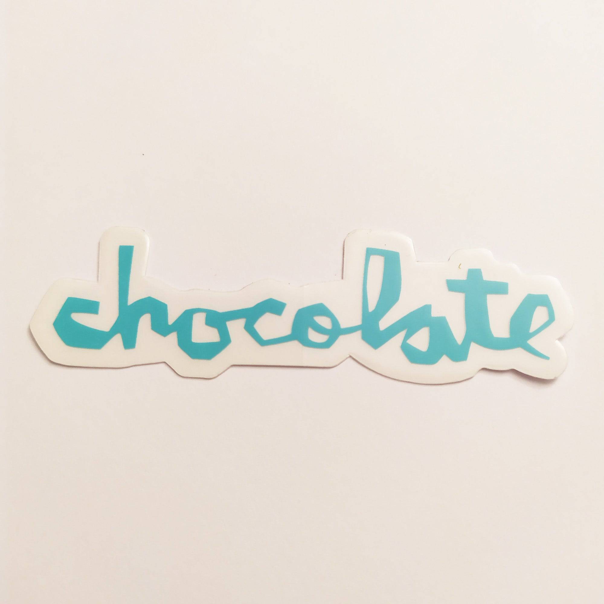 Chocolate Chunk Logo Skateboard Sticker - Aqua - 14 cm across approx. - SkateboardStickers.com