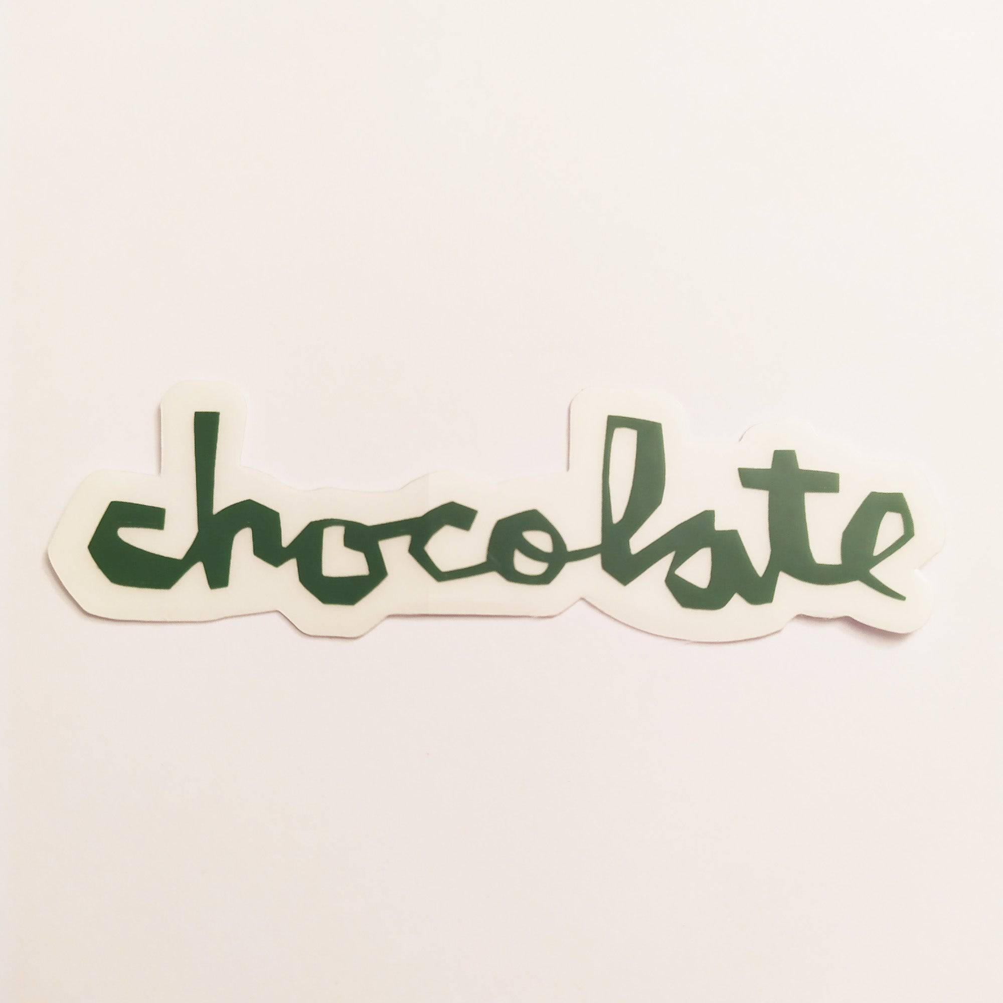 Chocolate Chunk Logo Skateboard Sticker - Dark Green - 8cm across approx - SkateboardStickers.com