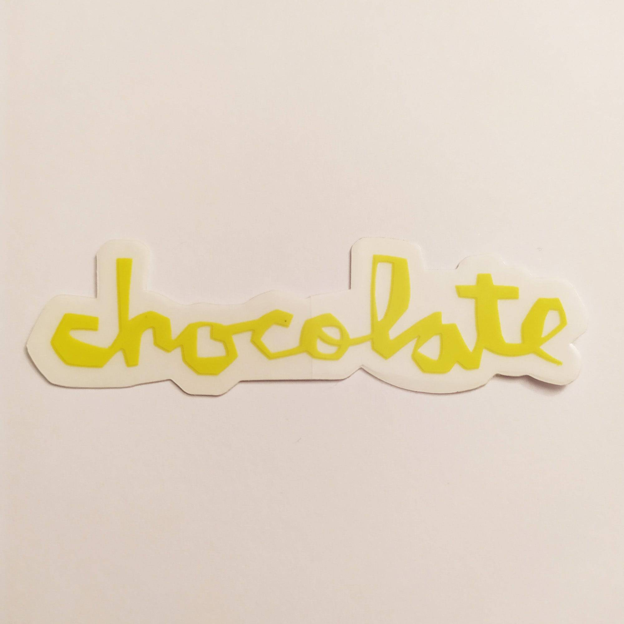 Chocolate Chunk Logo Skateboard Sticker - Lime Green - 14 cm across approx. - SkateboardStickers.com
