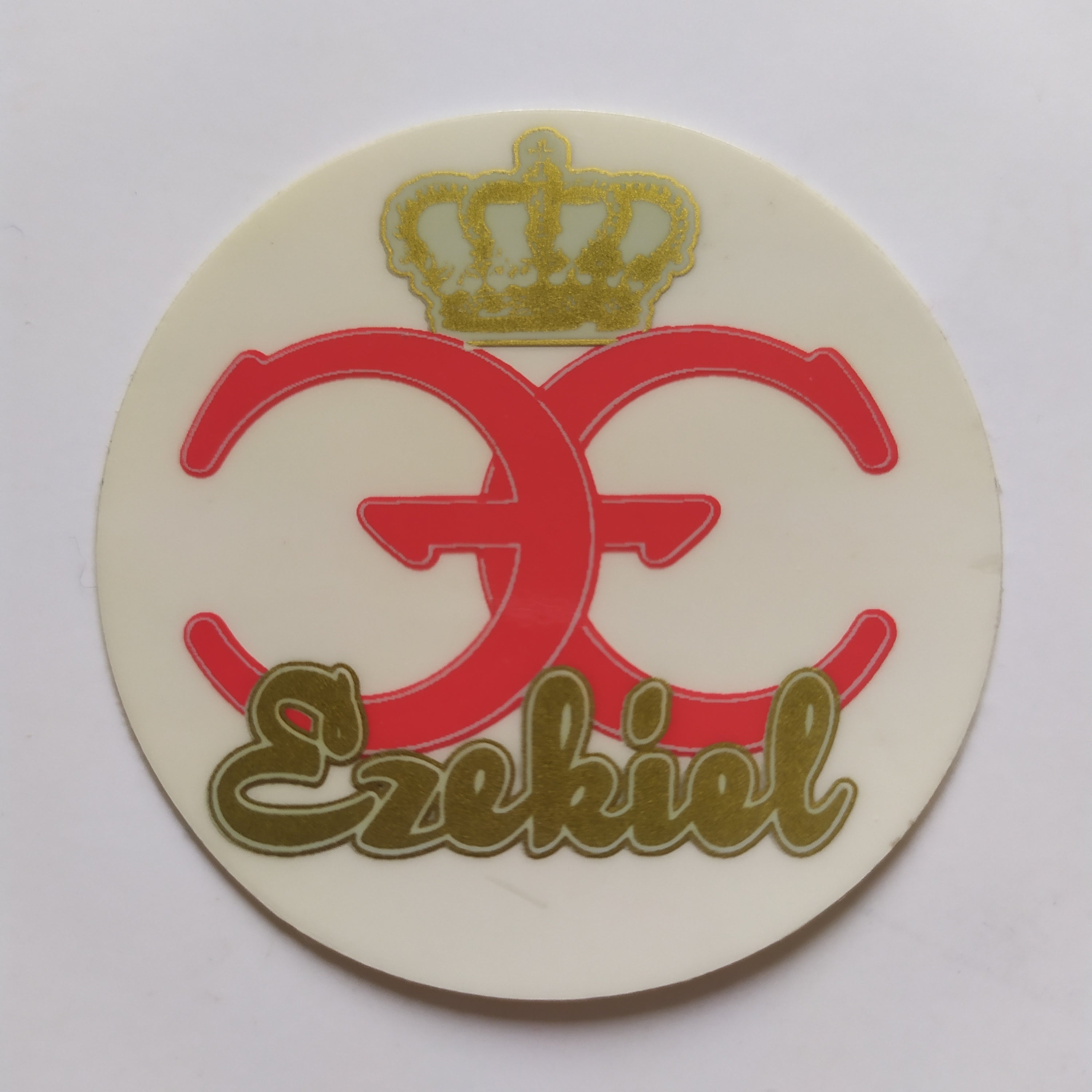 Ezekiel Old School Skateboard Sticker - 5cm across approx red - SkateboardStickers.com