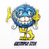 Spitfire X Grimple Stix - Bloodshot Skate Sticker - Blue/Clear Background Regular - SkateboardStickers.com