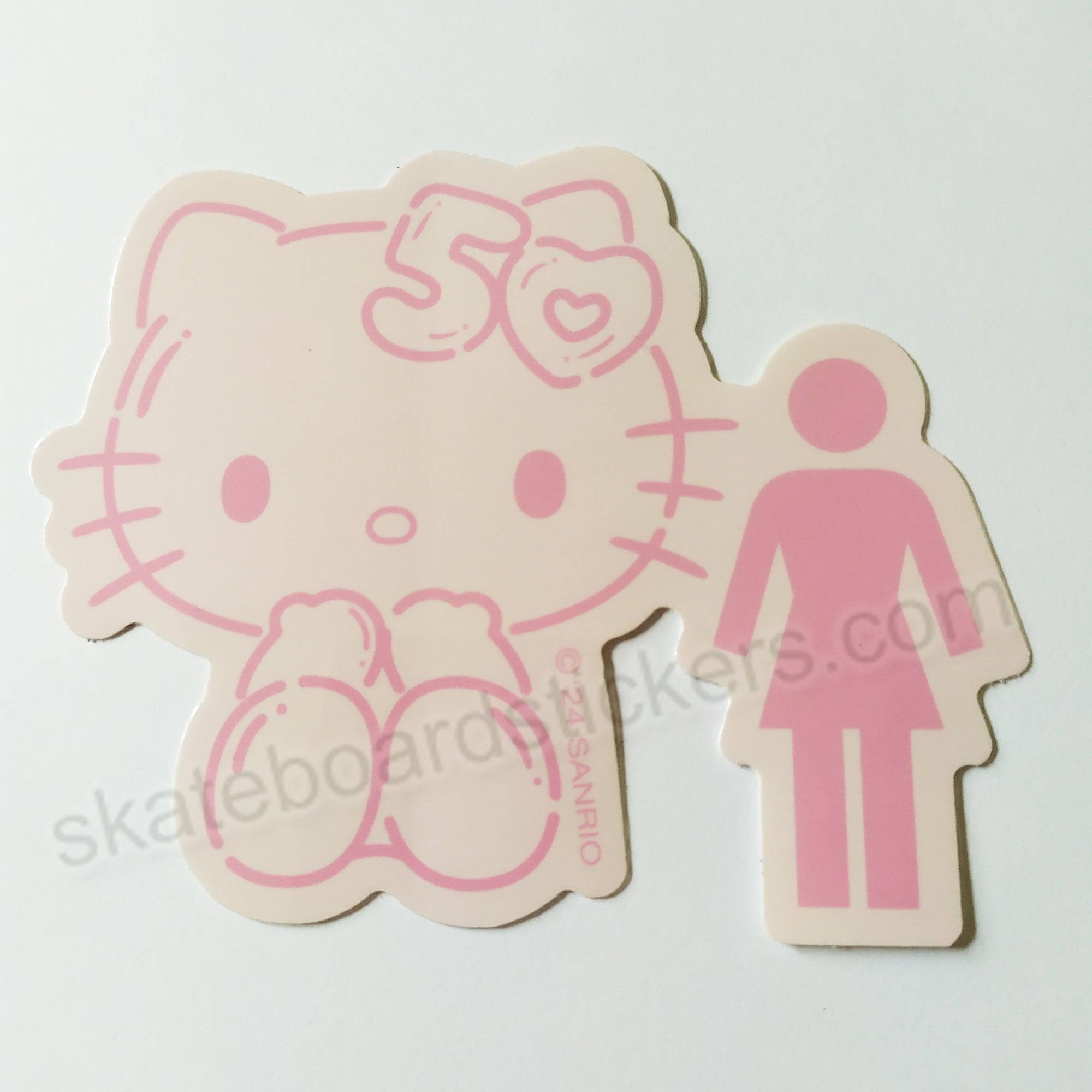 Hello Kitty 50th Anniversary - A Girl Skateboards X Sanrio Collaboration Skate Sticker - SkateboardStickers.com