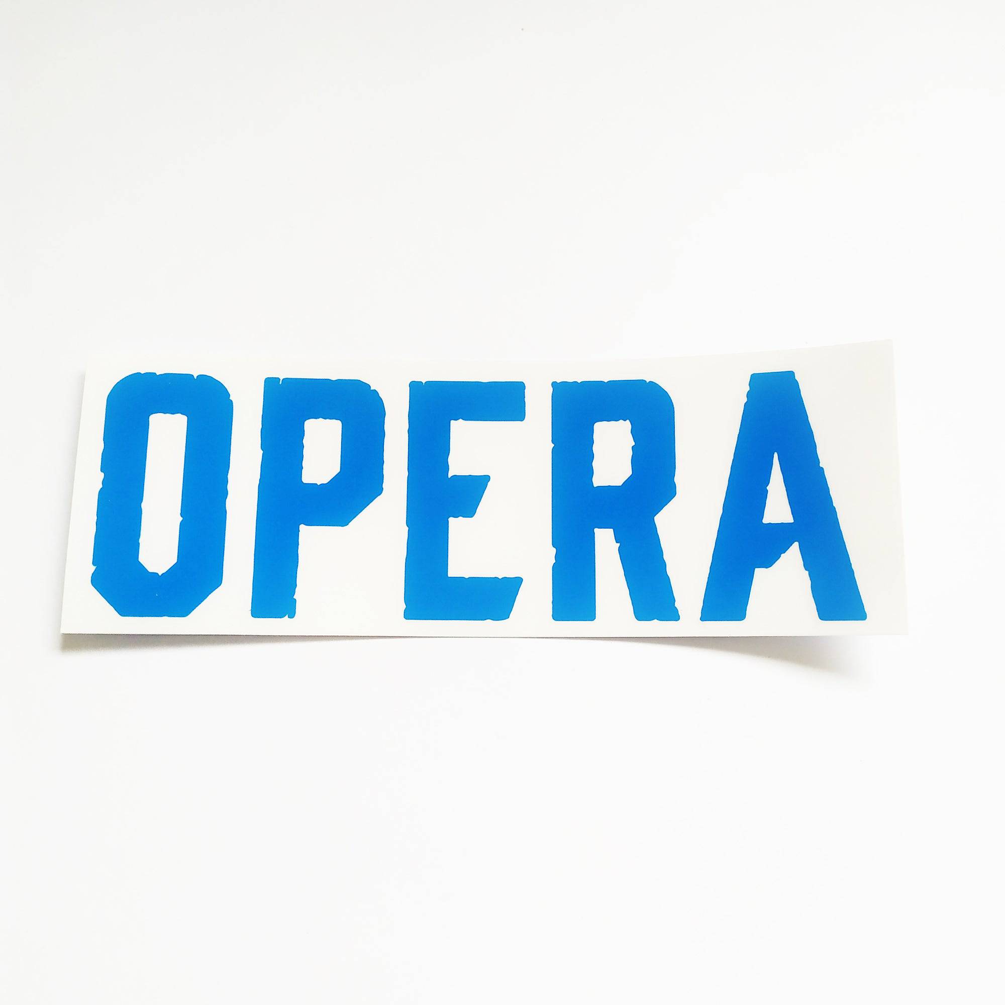 Opera Skateboards Rub-On Skateboard Sticker - Blue on Clear - 18cm across approx - SkateboardStickers.com
