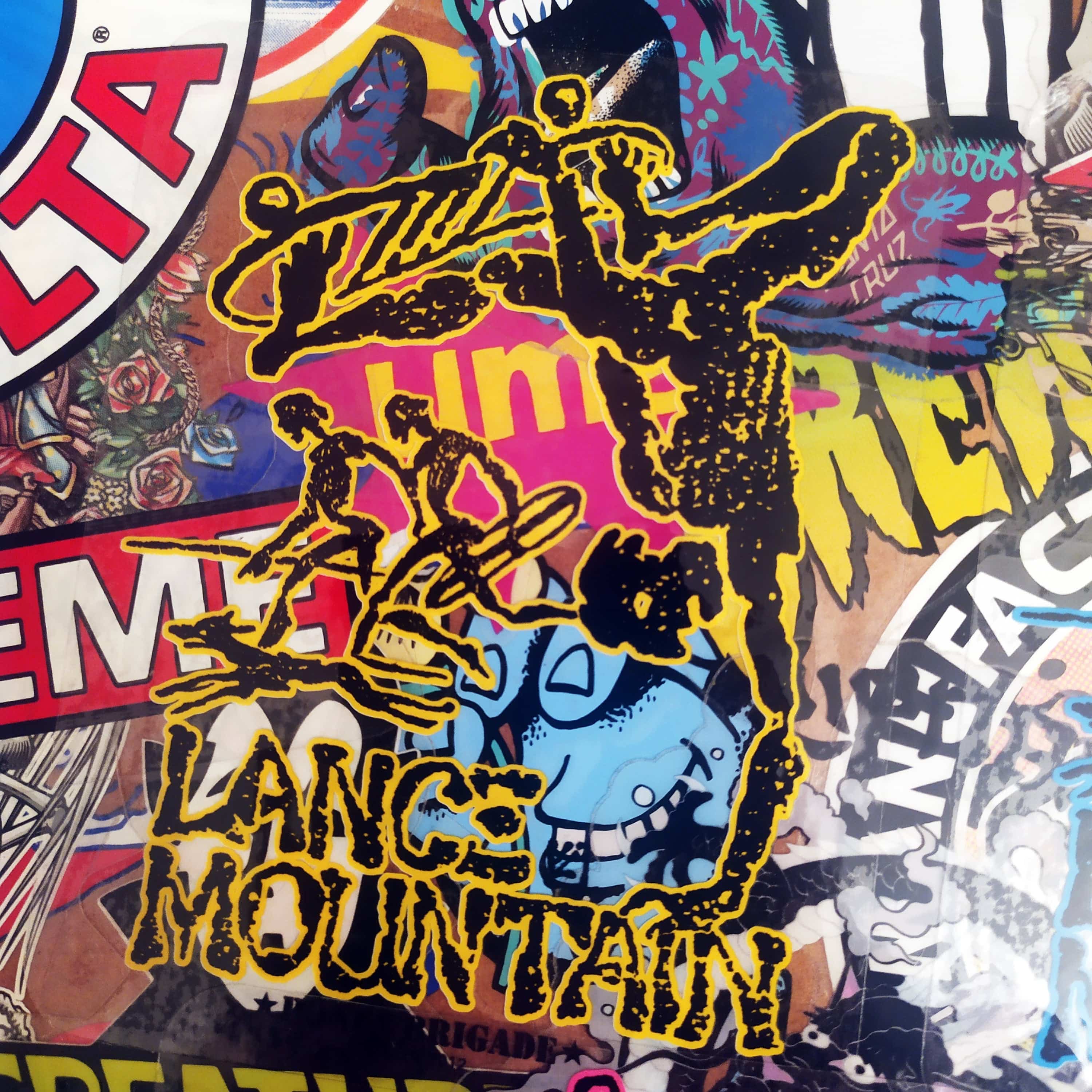 Powell Peralta, Lance Mountain "Future Primitive" Skateboard Sticker in Yellow. 11.5cm x 9cm approx - SkateboardStickers.com