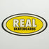 Real Skateboards Oval Sticker - yellow small - SkateboardStickers.com
