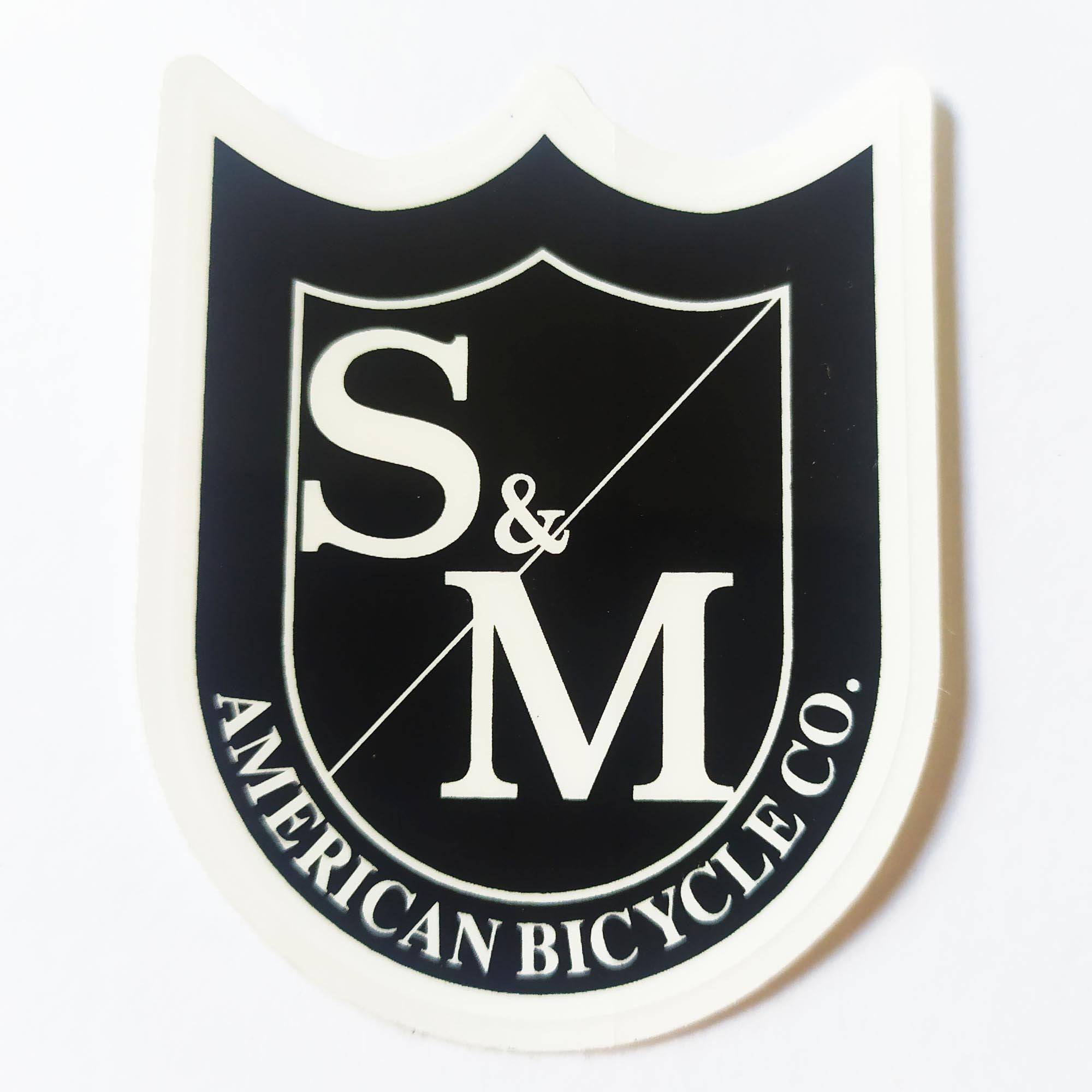 S&M Die Cut Black/White Shield BMX Sticker / Decal - 6 cm - SkateboardStickers.com