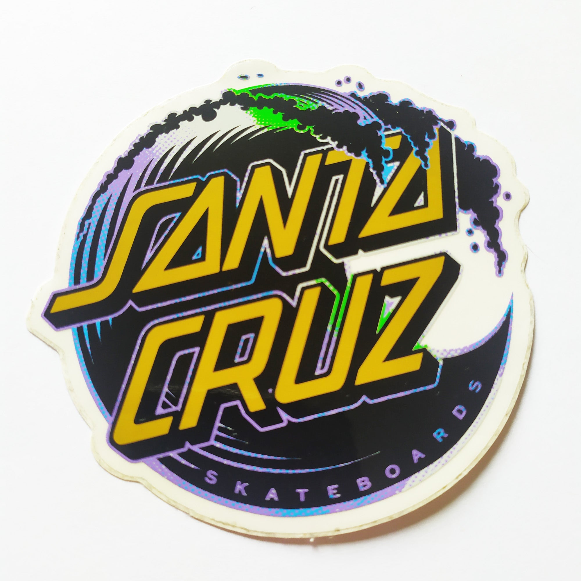Santa Cruz - Holo Wave Dot Surf / Skateboard Sticker - 9.5 cm across approx - SkateboardStickers.com