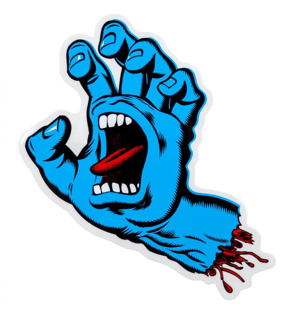 Santa Cruz - Screaming Hand Skateboard Sticker - Small Blue - SkateboardStickers.com