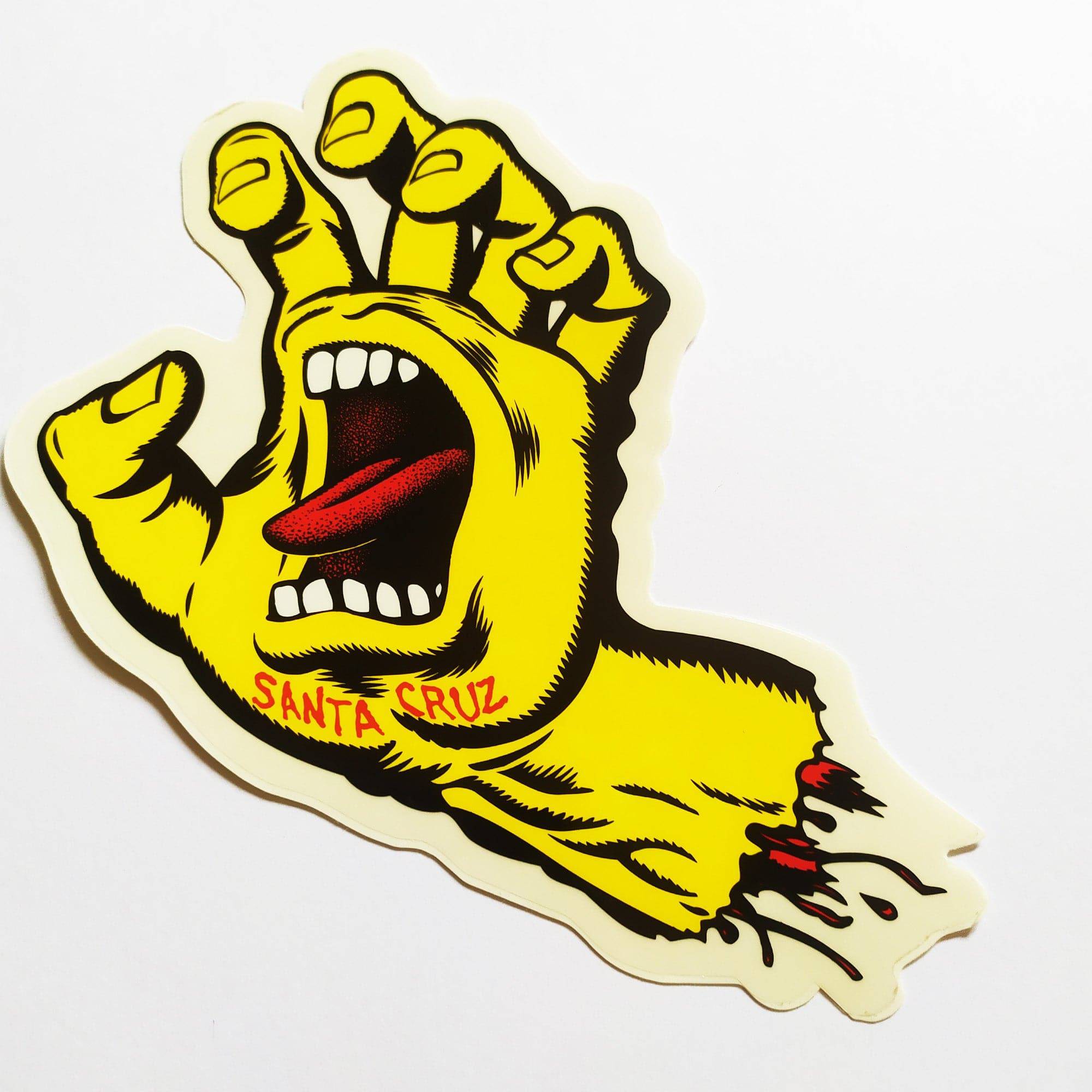 Santa Cruz - Screaming Hand Yellow Sticker - SkateboardStickers.com