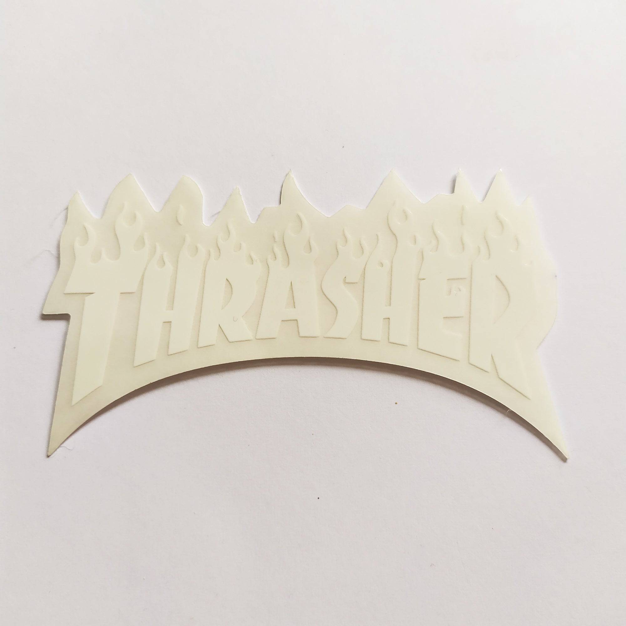 Thrasher Classic Logo Skateboard Sticker - White - SkateboardStickers.com