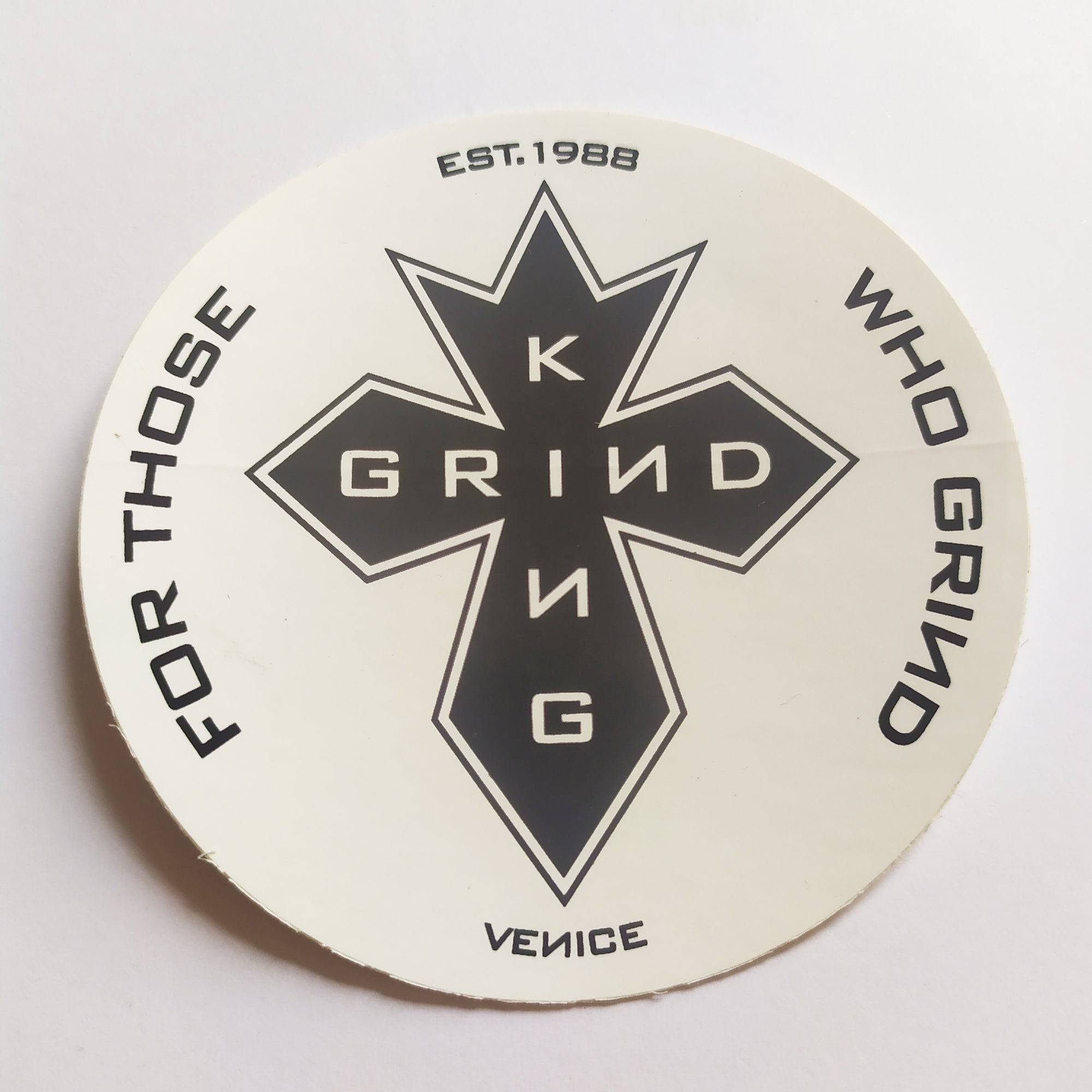 Grind King Skateboard Sticker - GK Cross White - SkateboardStickers.com