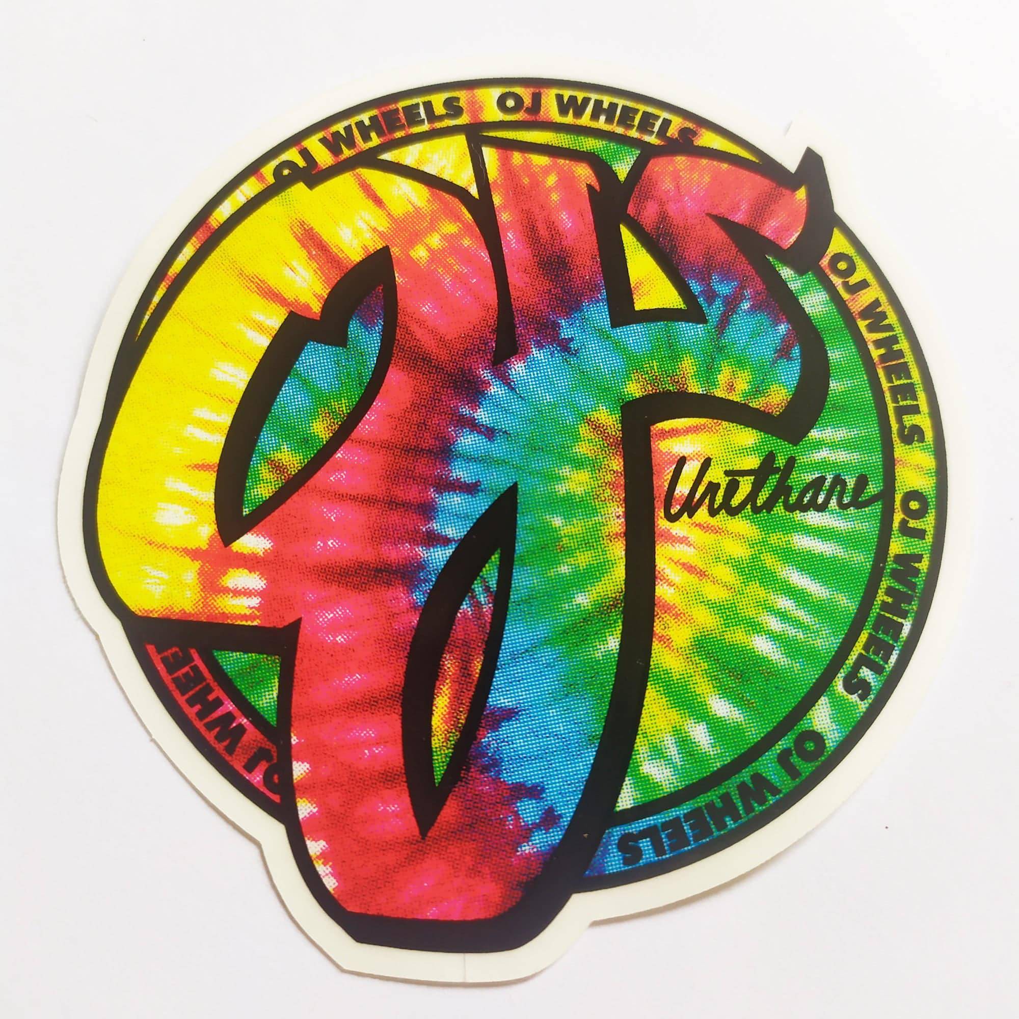 OJ Wheels "Tie Dye" Skateboard Sticker - SkateboardStickers.com
