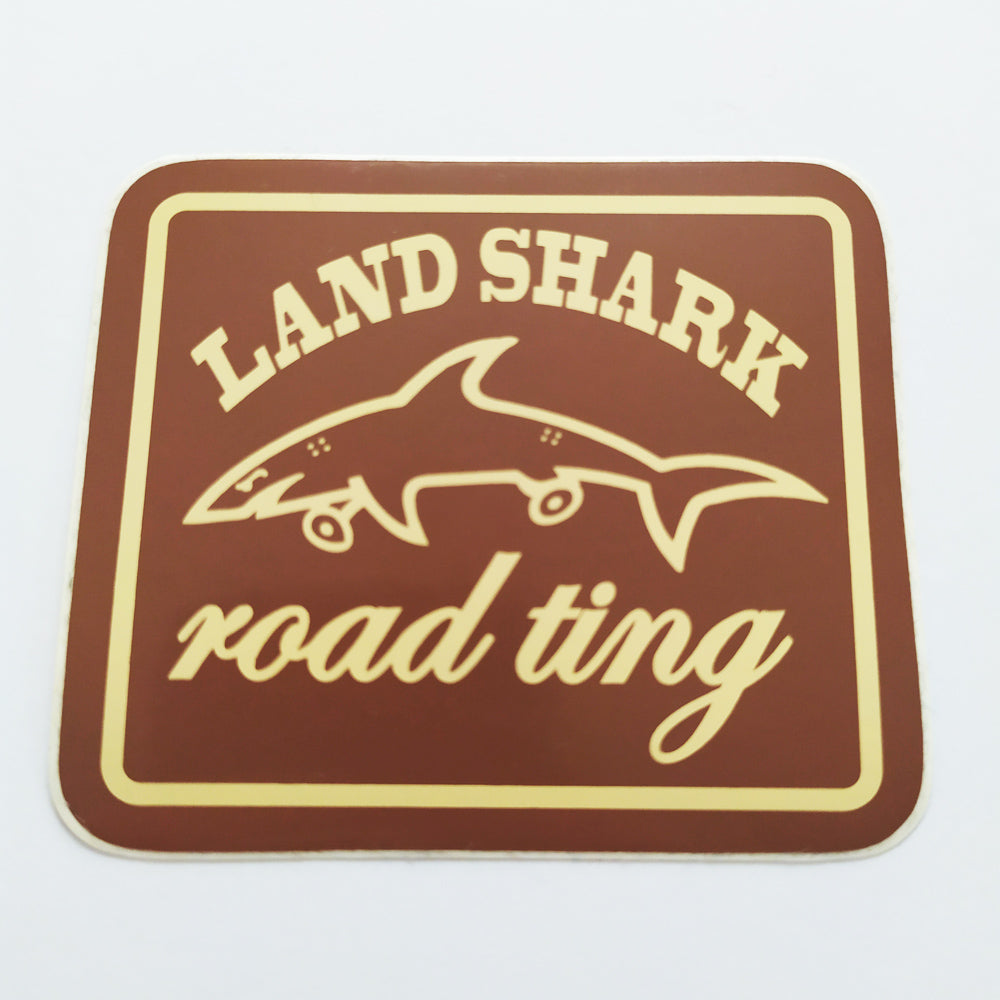 Land Shark Crew Skateboard Sticker - Road Ting Brown