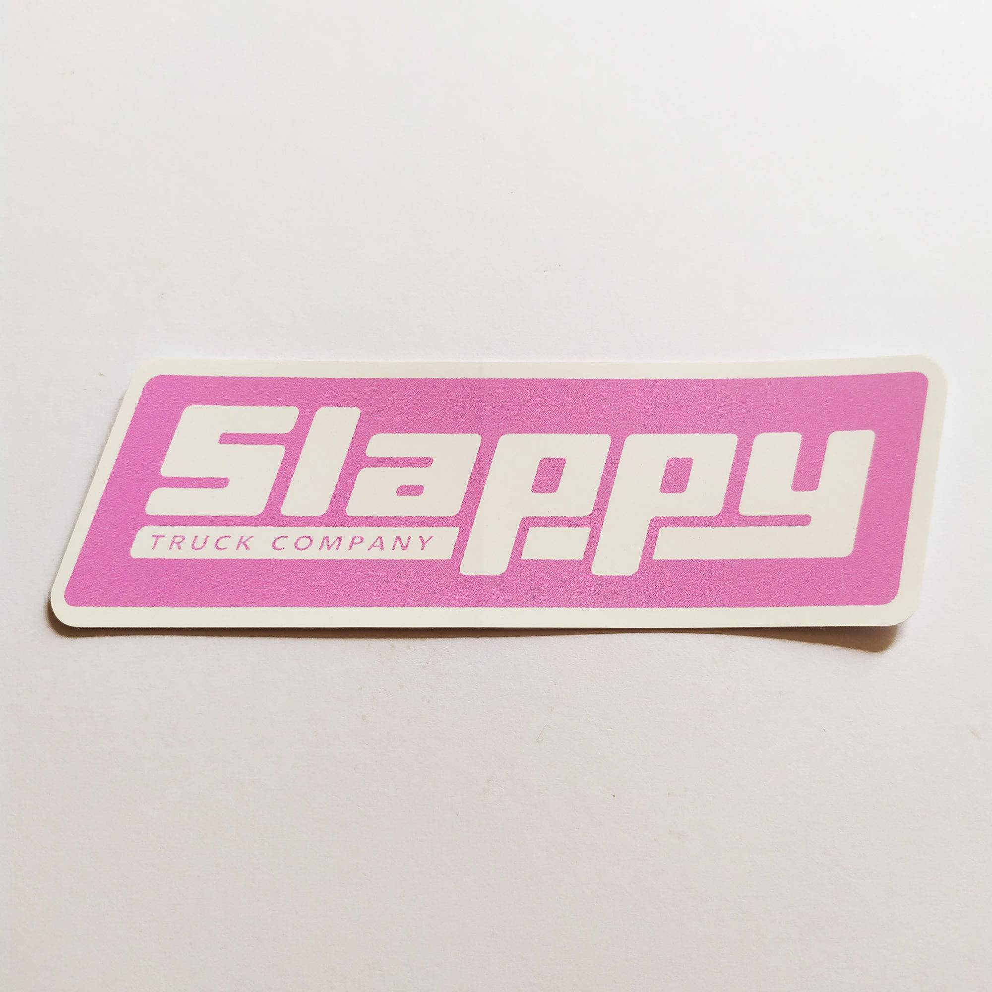 Slappy Trucks OG Logo Sticker - White/Pink - SkateboardStickers.com
