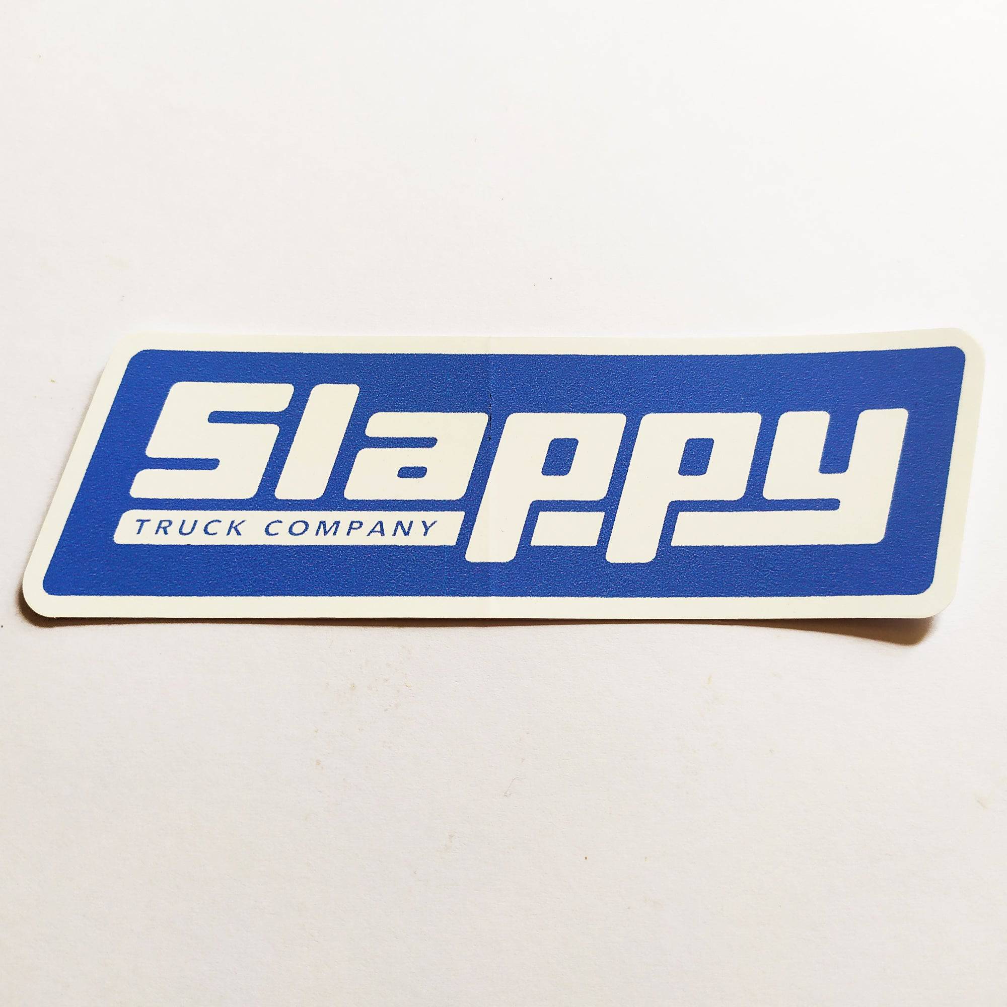 Slappy Trucks OG Logo Sticker - White/Blue - SkateboardStickers.com
