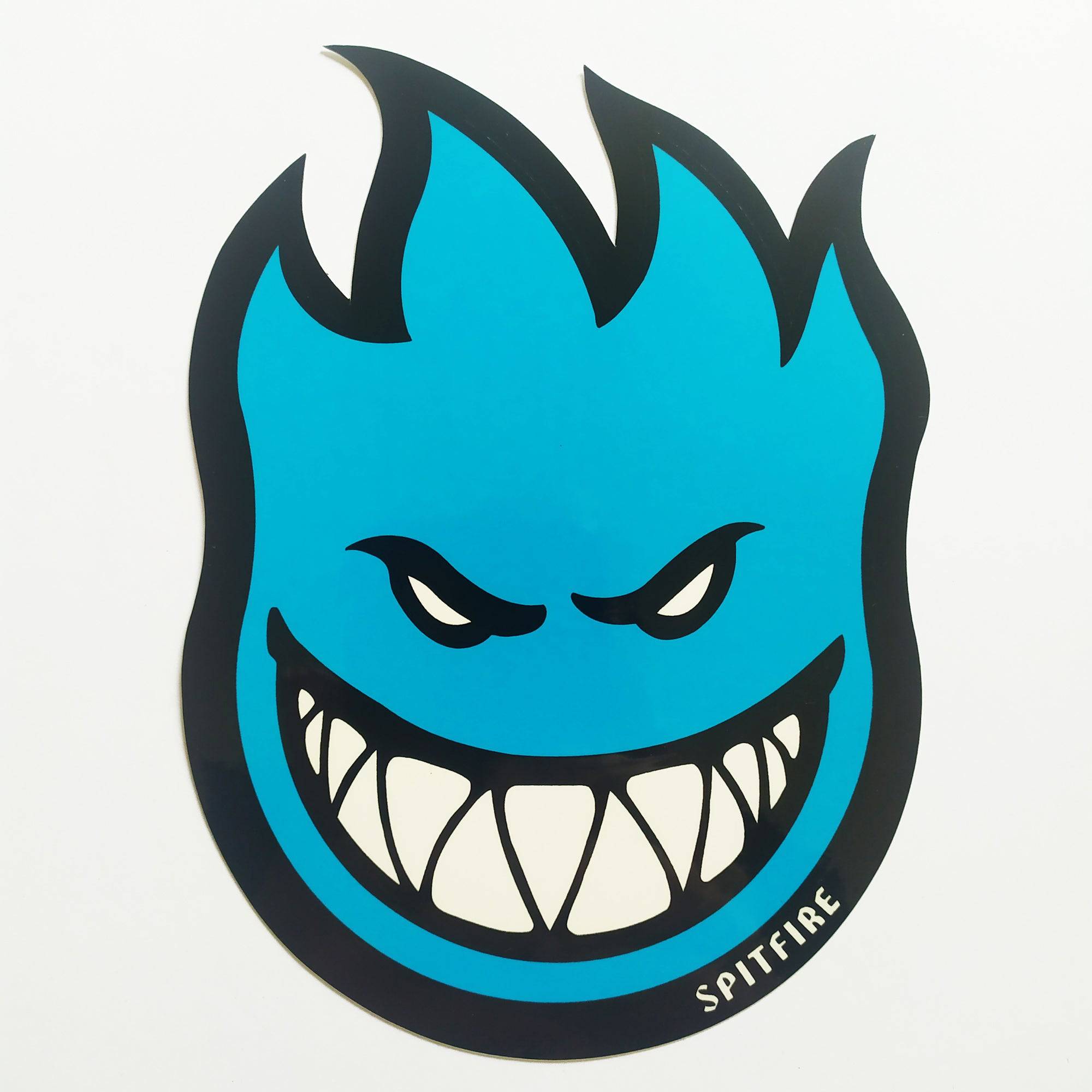 Spitfire Wheels - Bighead Fireball Skateboard Sticker Blue Medium - SkateboardStickers.com