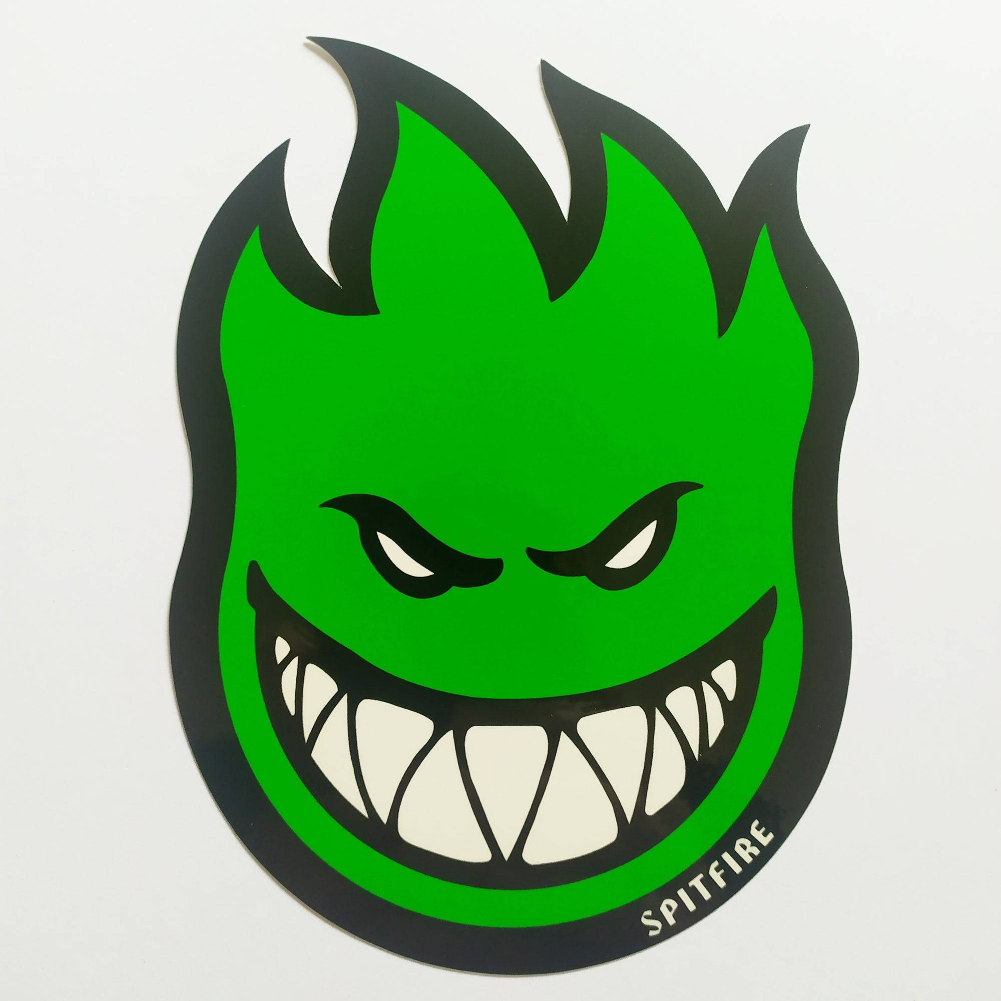 Spitfire Wheels - Bighead Fireball Skateboard Sticker Green Small - SkateboardStickers.com