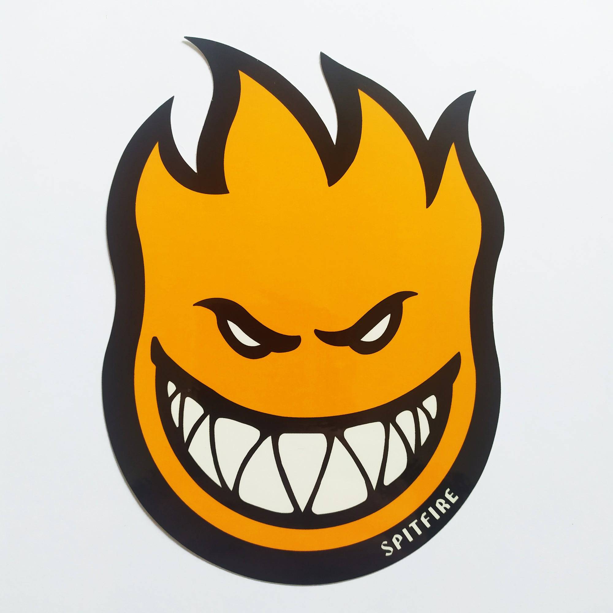Spitfire Wheels - Bighead Fireball Skateboard Sticker Orange Small - SkateboardStickers.com
