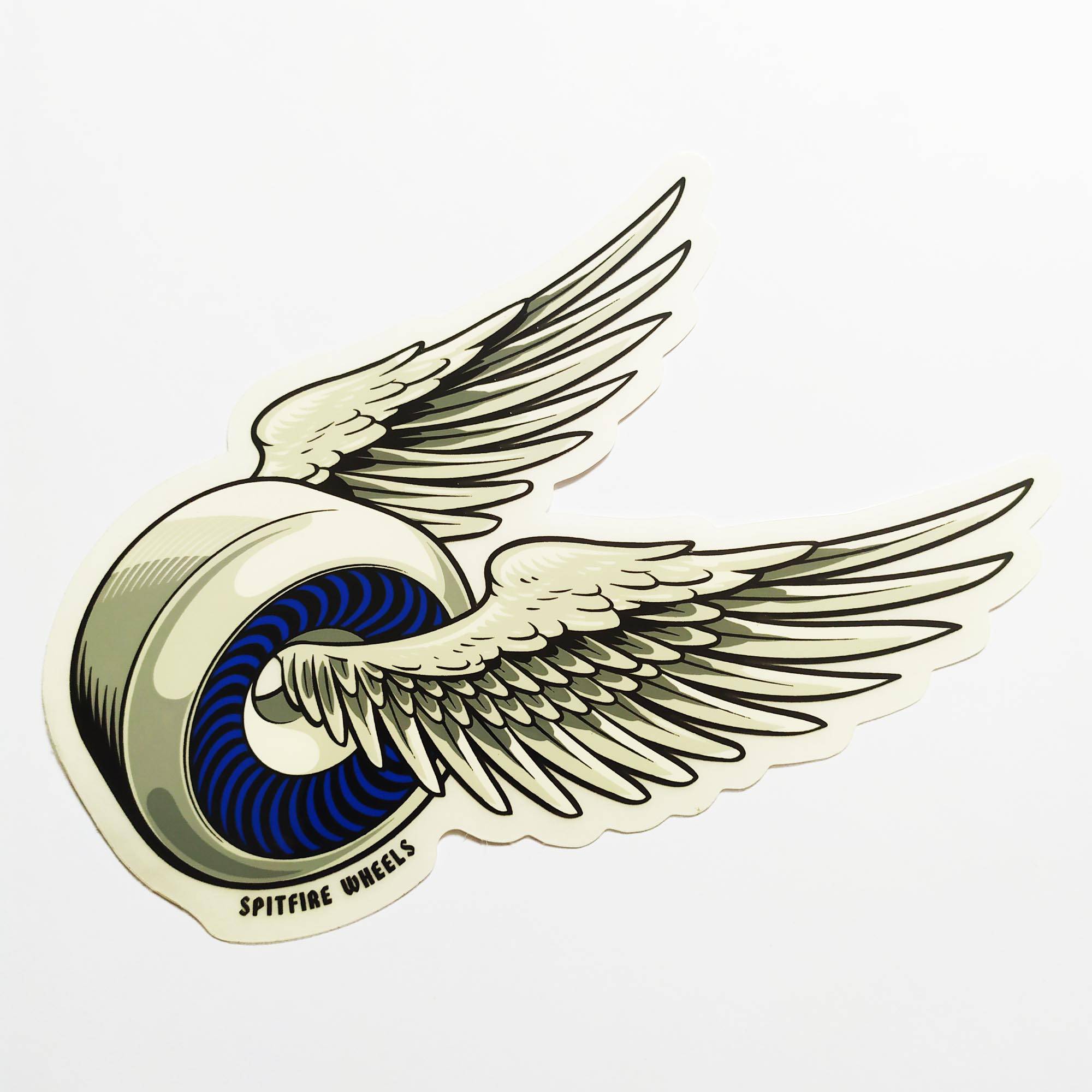 Spitfire Wheels Skateboard Sticker - Wings Blue - SkateboardStickers.com