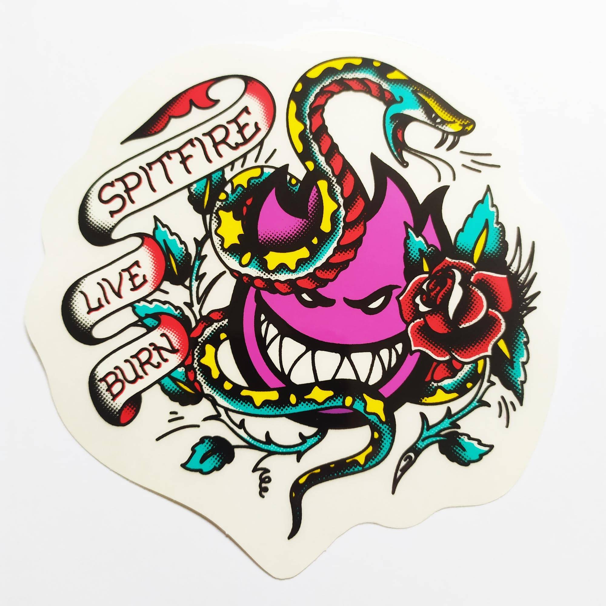Spitfire Wheels Skateboard Sticker - Tattoo Flash Purple - SkateboardStickers.com