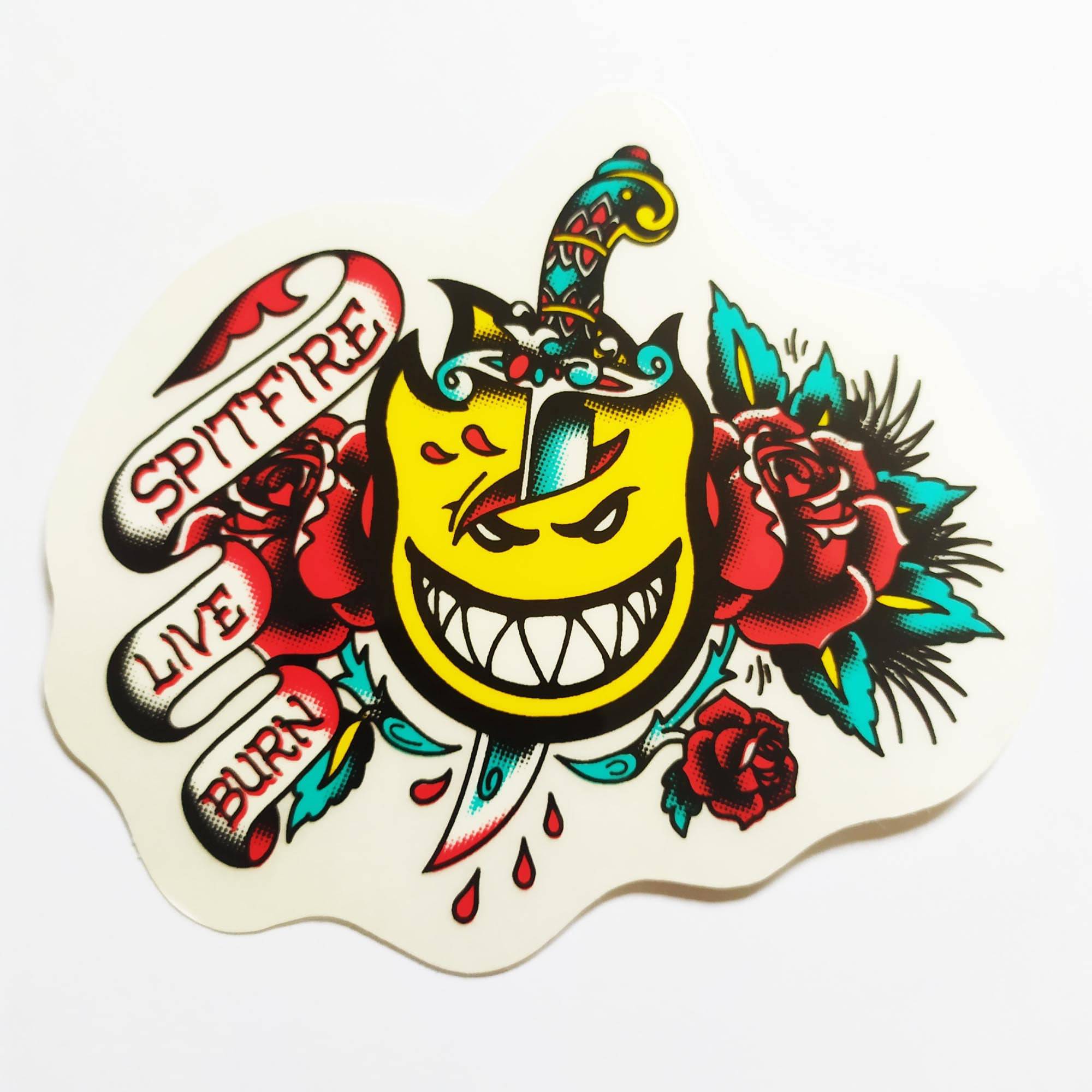 Spitfire Wheels Skateboard Sticker - Tattoo Flash Yellow - SkateboardStickers.com