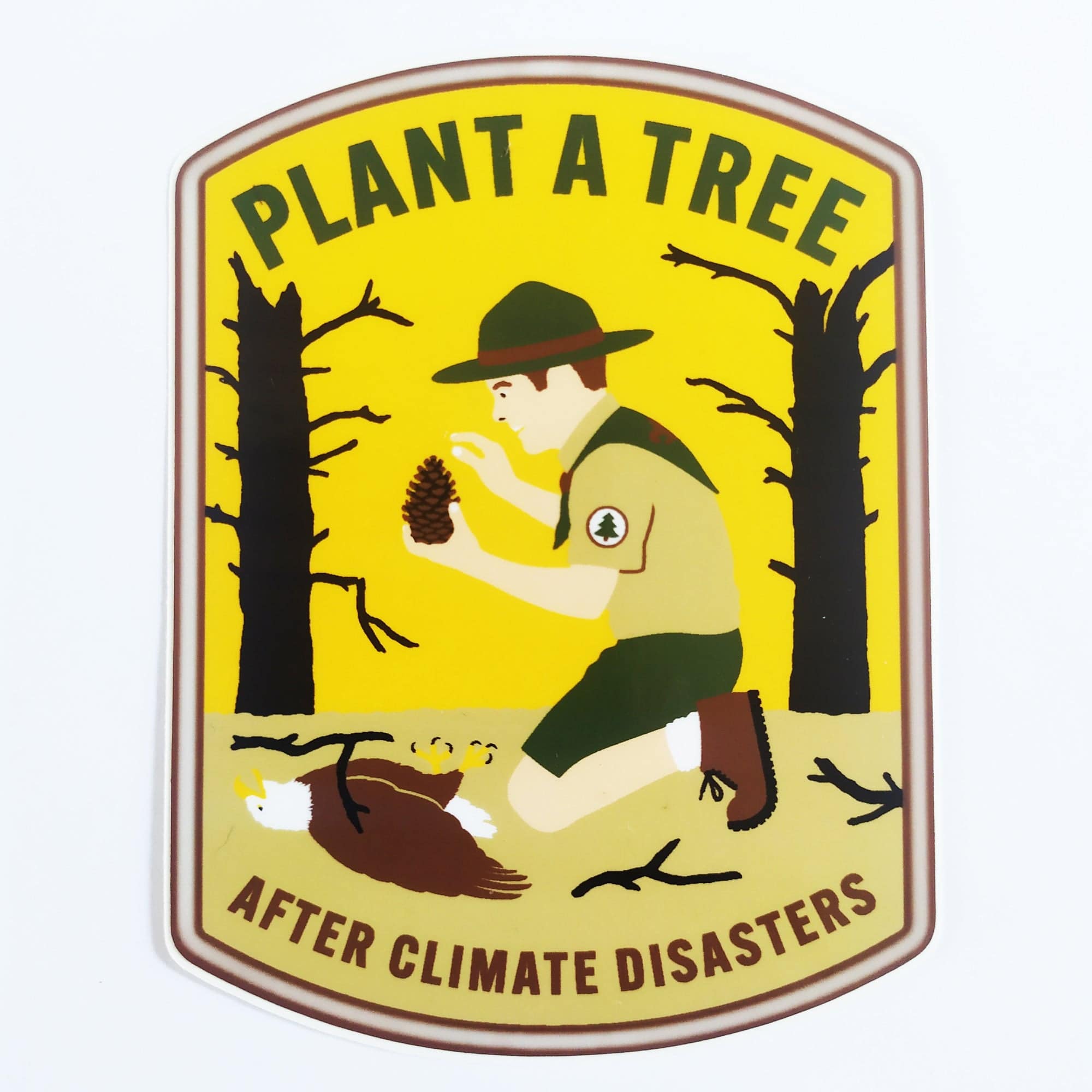 StrangeLove Skate Sticker - "Plant A Tree After Climate Disasters" - SkateboardStickers.com