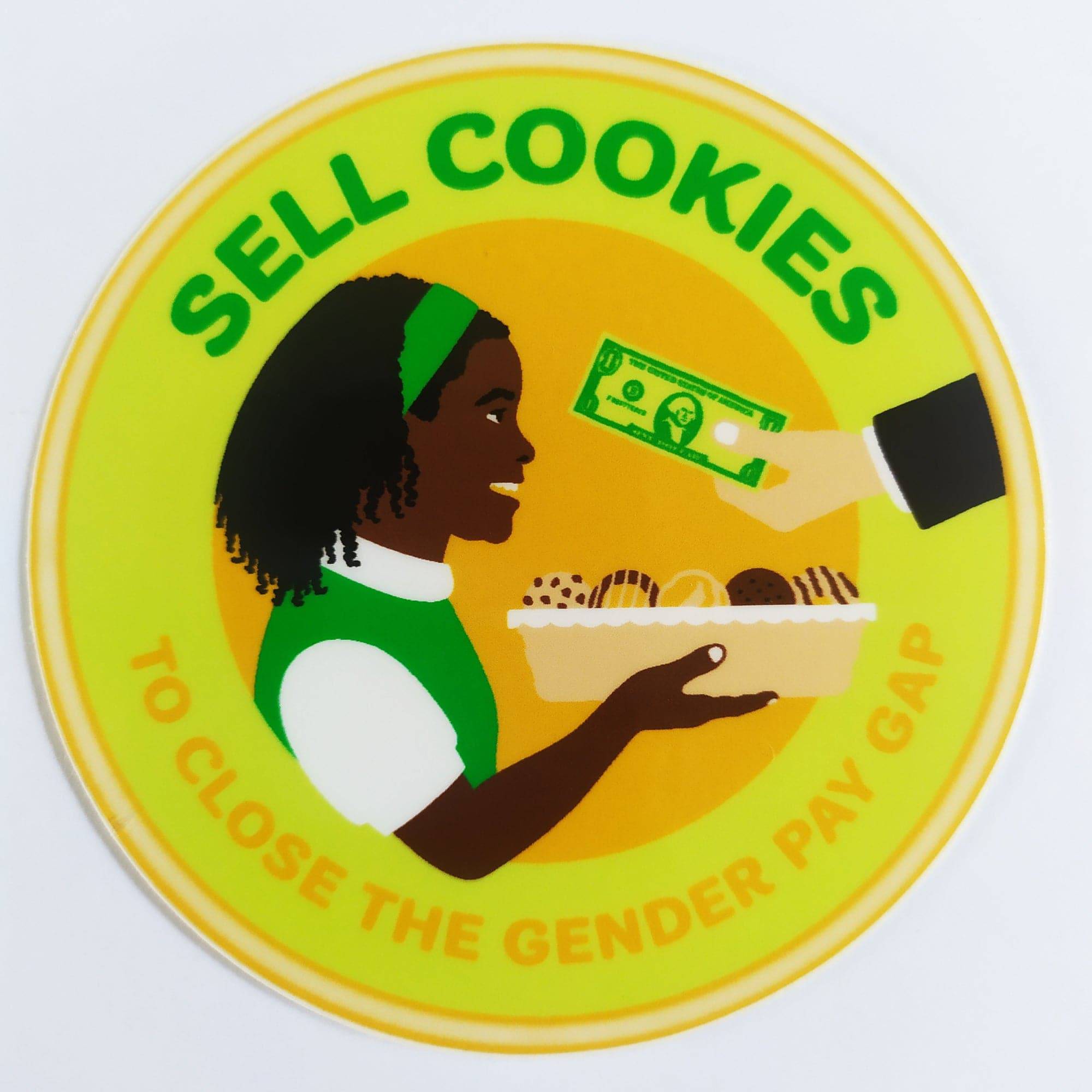 StrangeLove Skate Sticker - "Sell Cookies To Close The Gender Pay Gap" - SkateboardStickers.com