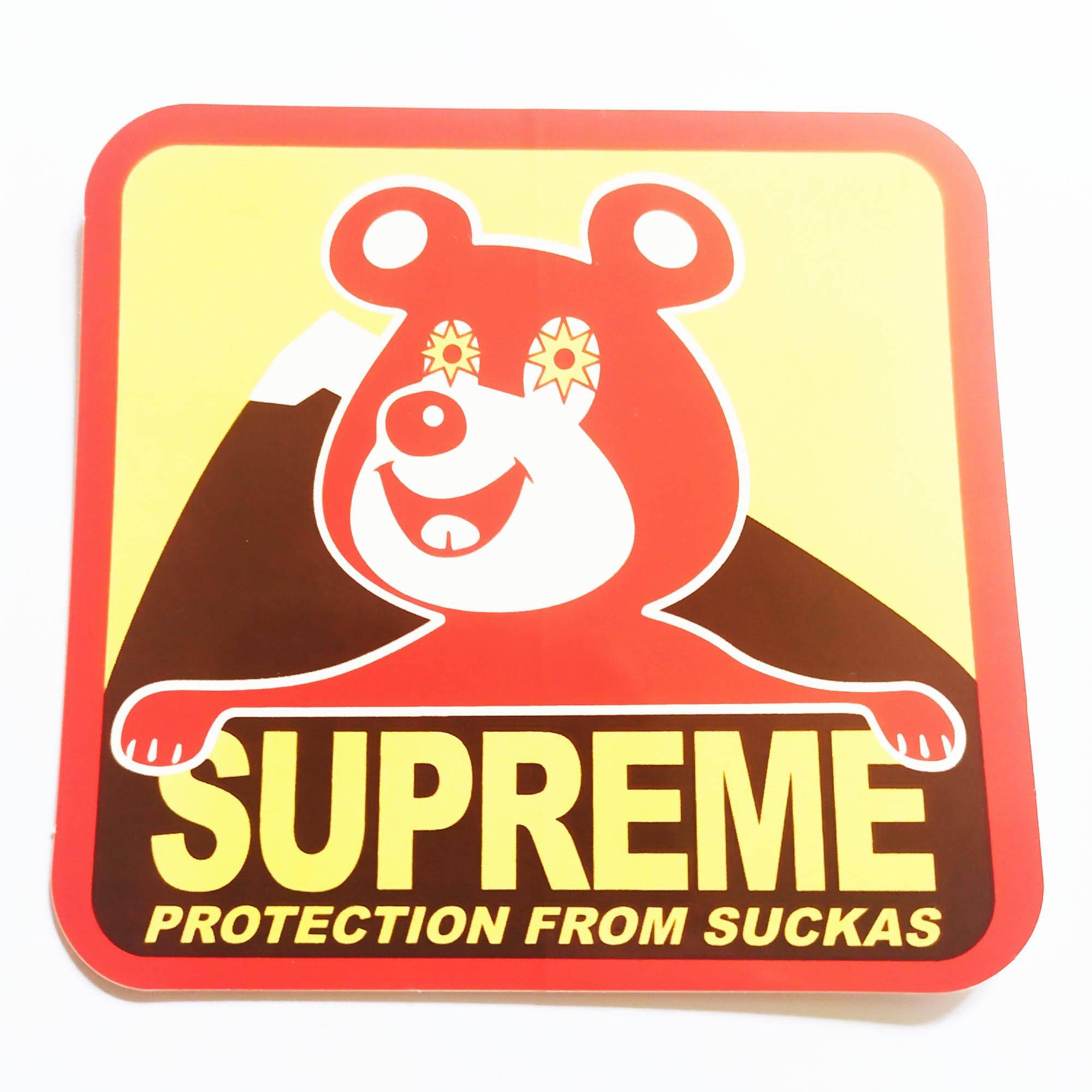 Supreme Skate Sticker - Protection From Suckers - Red - SkateboardStickers.com