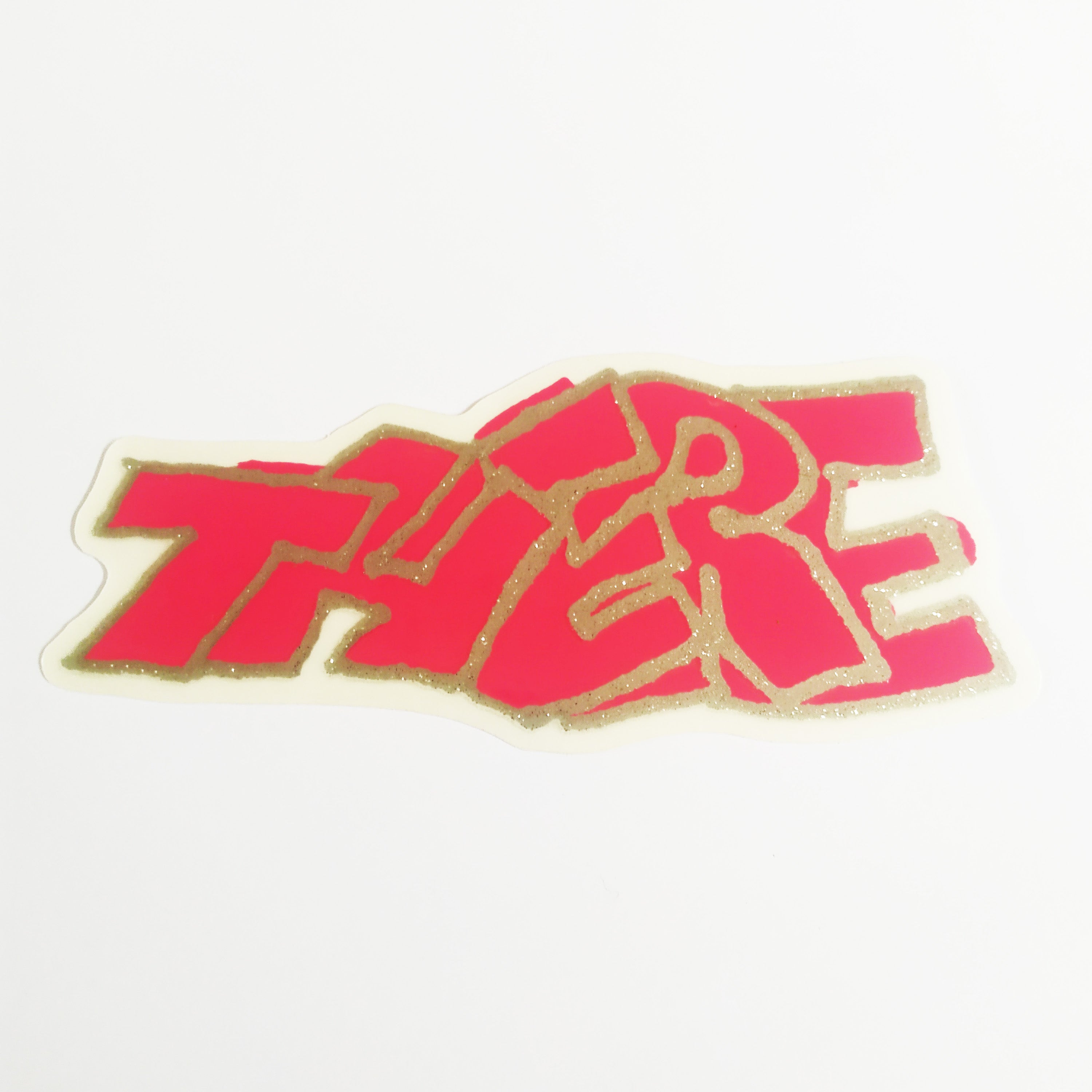 There Skateboards Sticker - "Block" Glitter Red
