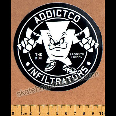 Addict Skateboard Sticker - Infiltrators - SkateboardStickers.com