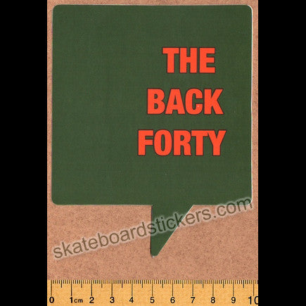 The Back Forty Skateboard Sticker - Green - SkateboardStickers.com