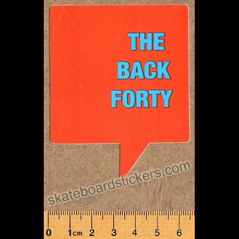 The Back Forty Skateboard Sticker - Orange - SkateboardStickers.com