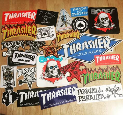 A bunch of Thrasher and Powell Peralta Stickers back in and at lower prices!