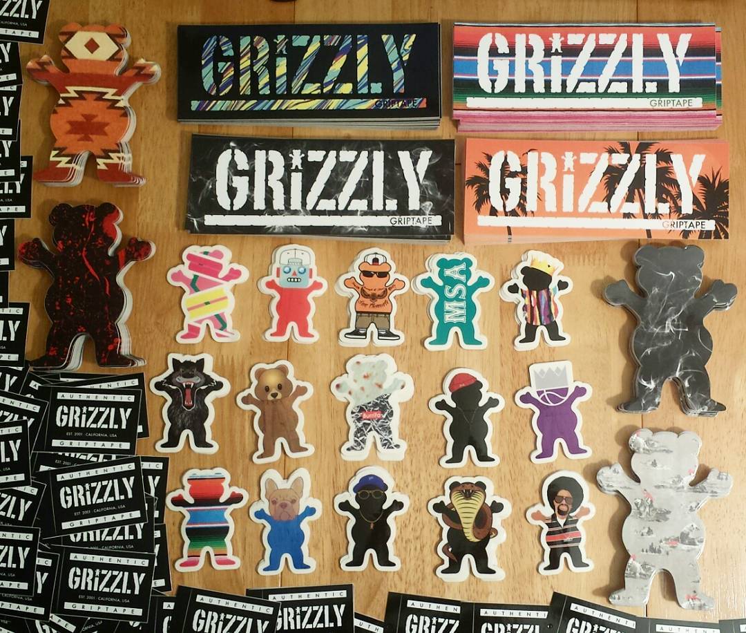 Brand New Grizzly Griptape Stickers just added! FREE sticker when you order any of these!
