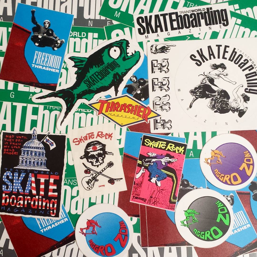Old School Skate Stickers from Thrasher, Transworld and Tracker just added.
