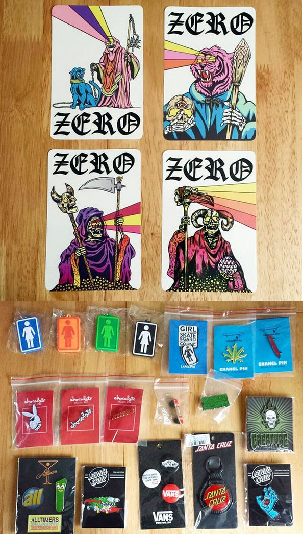 Zero Boss Hog Stickers plus Pins/Keyrings from Santa Cruz, Creature, Girl, Chocolate & More...