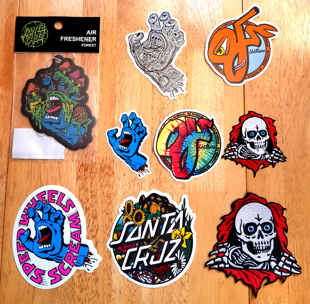 Brand new Santa Cruz Air Freshener plus restock of stickers and Powell patches