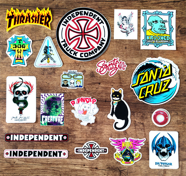 Stickers back in from Thrasher, Santa Cruz, Powell Peralta and more