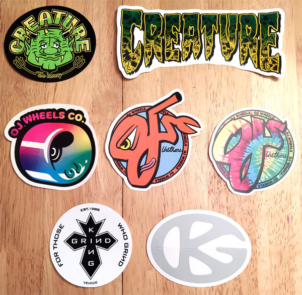 Brand New Skate Stickers from Creature, OJ Wheels and Grind King