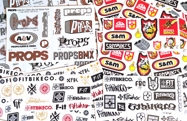 New BMX Sticker Sheets from S&M Bike Co, Props BMX Video Magazine and Fit Bike Co.