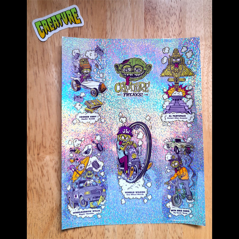Creature Freaks Prismatic Skateboard Sticker Sheet