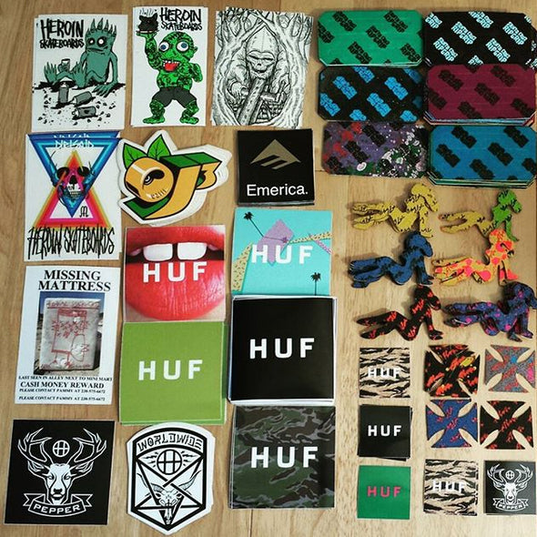 Stickers just added from Emerica, HUF, Heroin and OJ Wheels plus 80s Rip Grip from Alva & Santa Cruz!