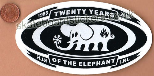 Black Label - 20 Years Of The Elephant 1988-2008 Skateboard Sticker