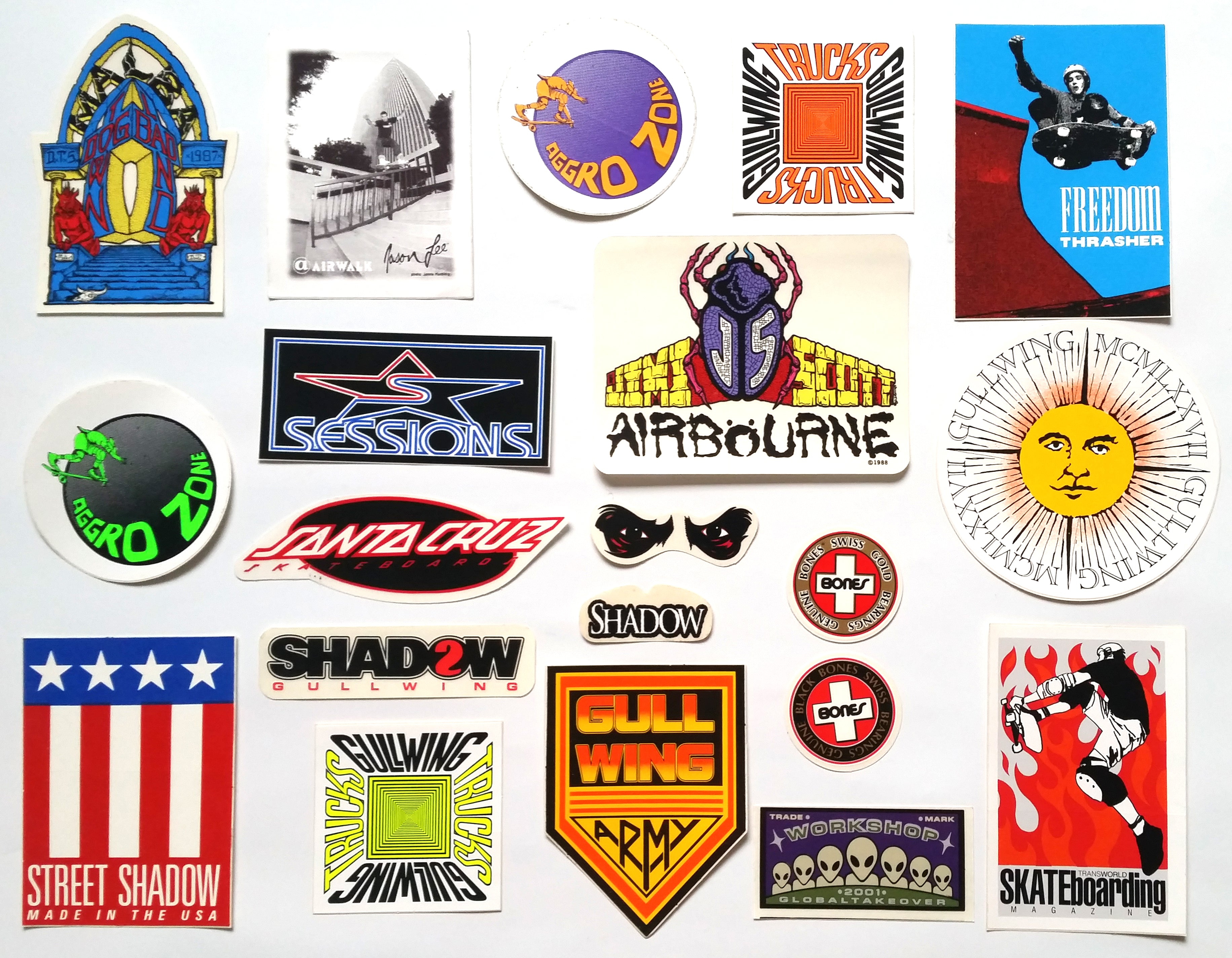20 Old School Skateboard Stickers Collection Pack