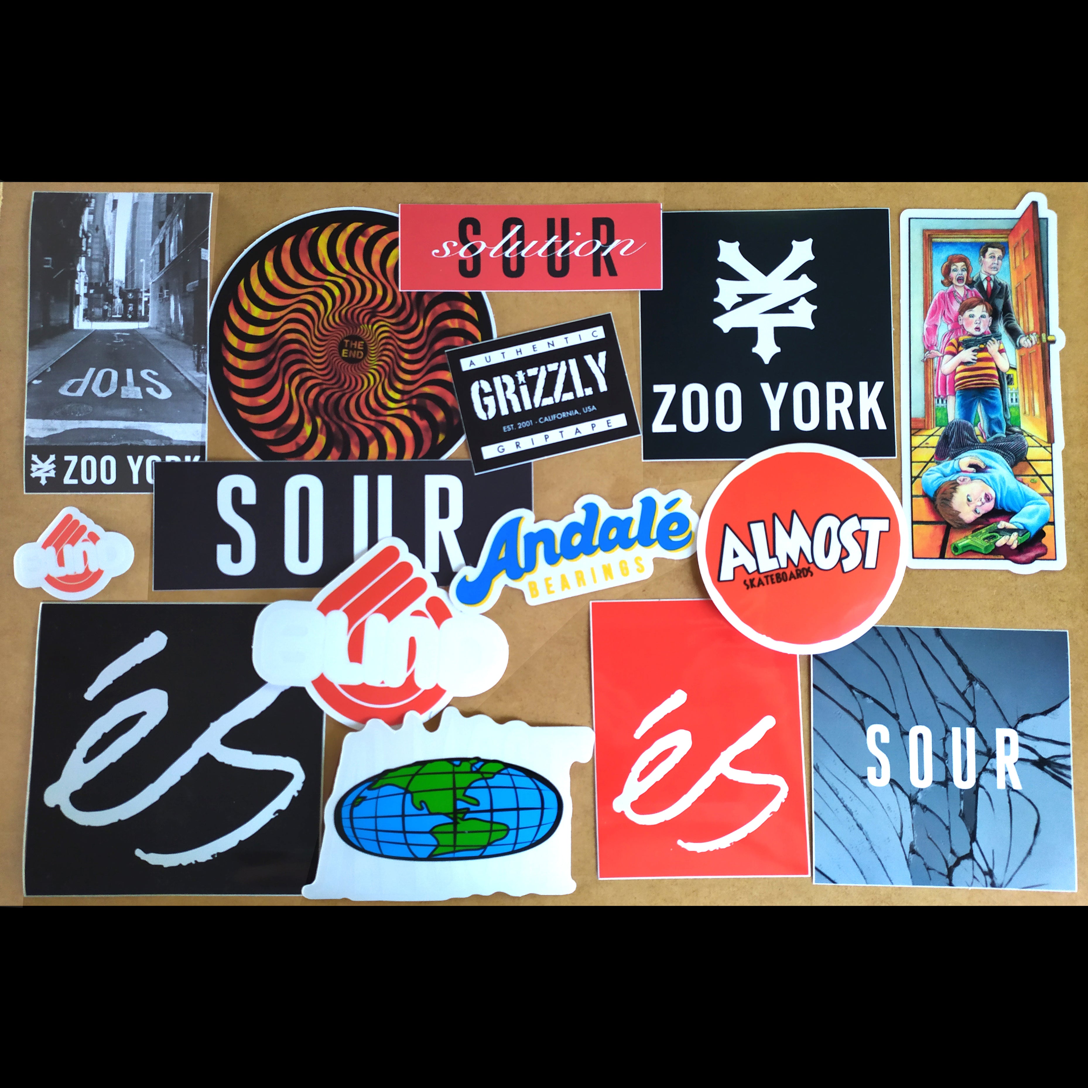 Bargain Sticker Pack - 15 Stickers from Andale, Almost, Blind, Grizzly, 'eS, Sour, Spitfire & Zoo York!