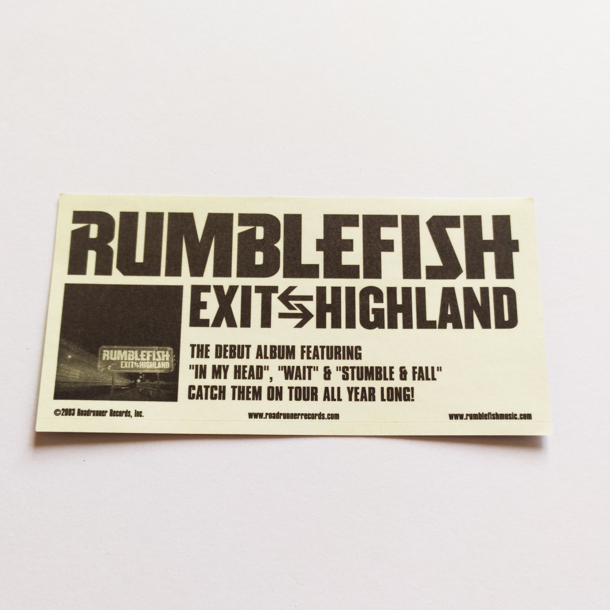 Rumblefish - Exit Highland Music Sticker - SkateboardStickers.com