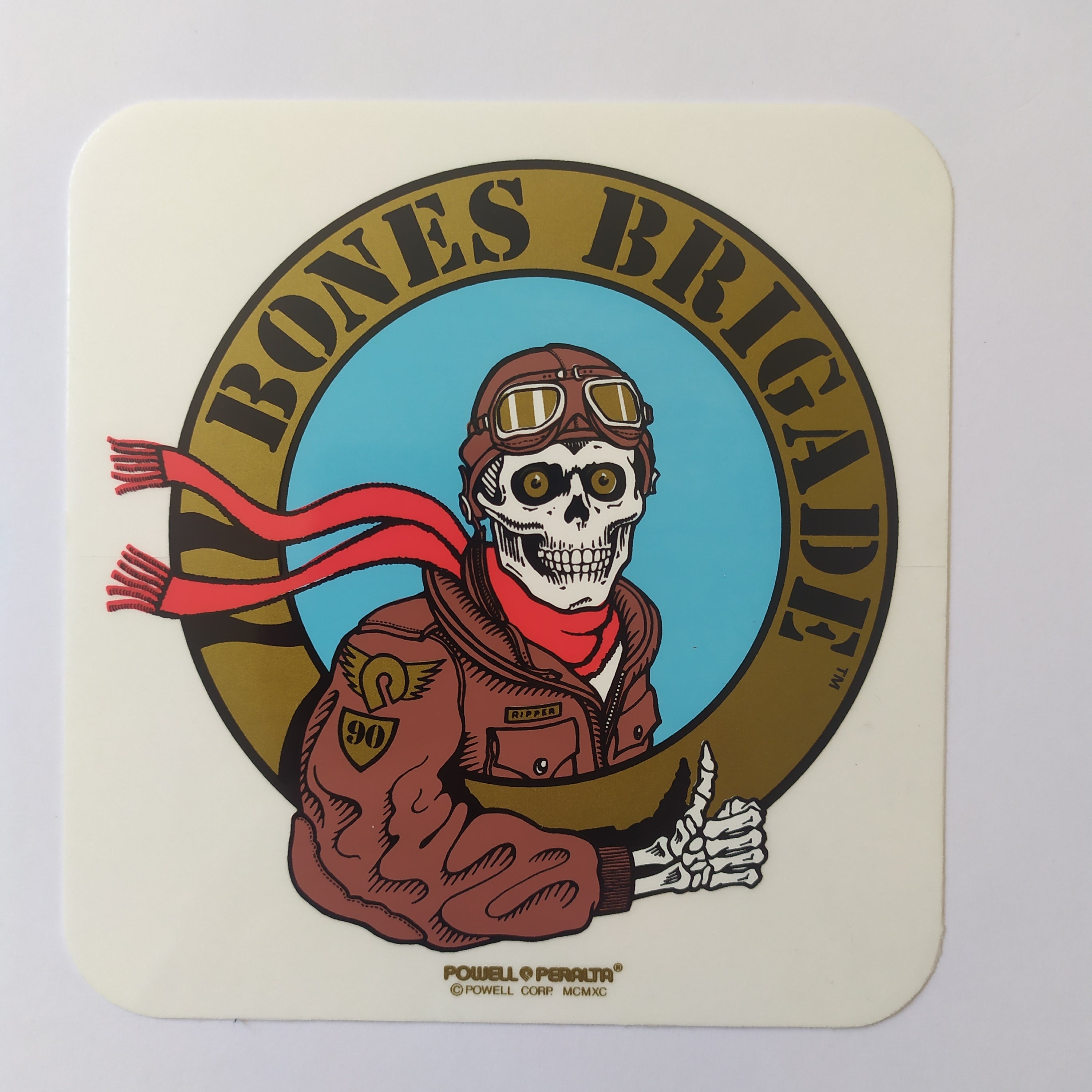 Powell Peralta, Bones Brigade "Ripper Pilot" Skateboard Sticker. 11 cm - SkateboardStickers.com
