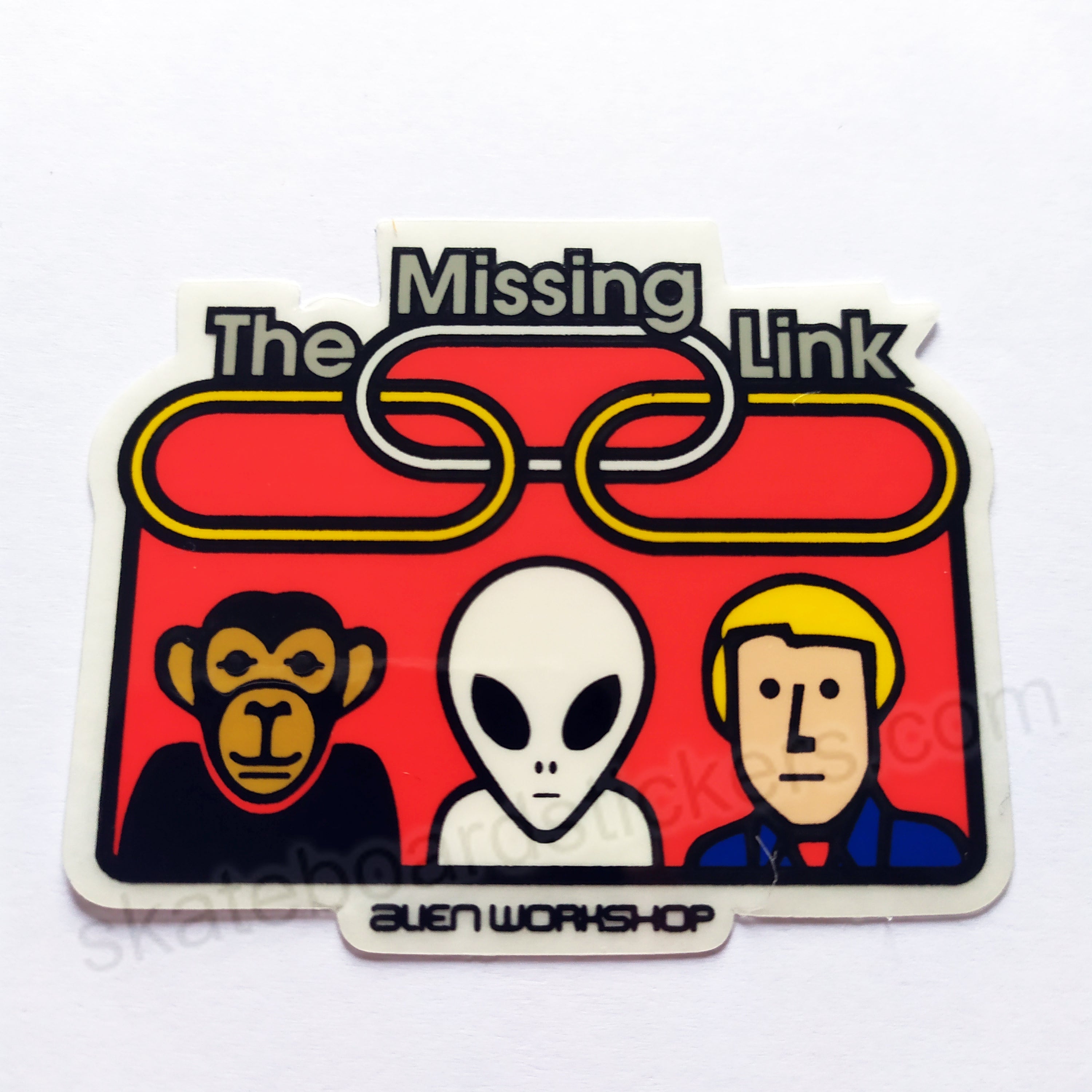 Alien Workshop Skateboard Sticker - Missing Link - 7cm across approx - SkateboardStickers.com